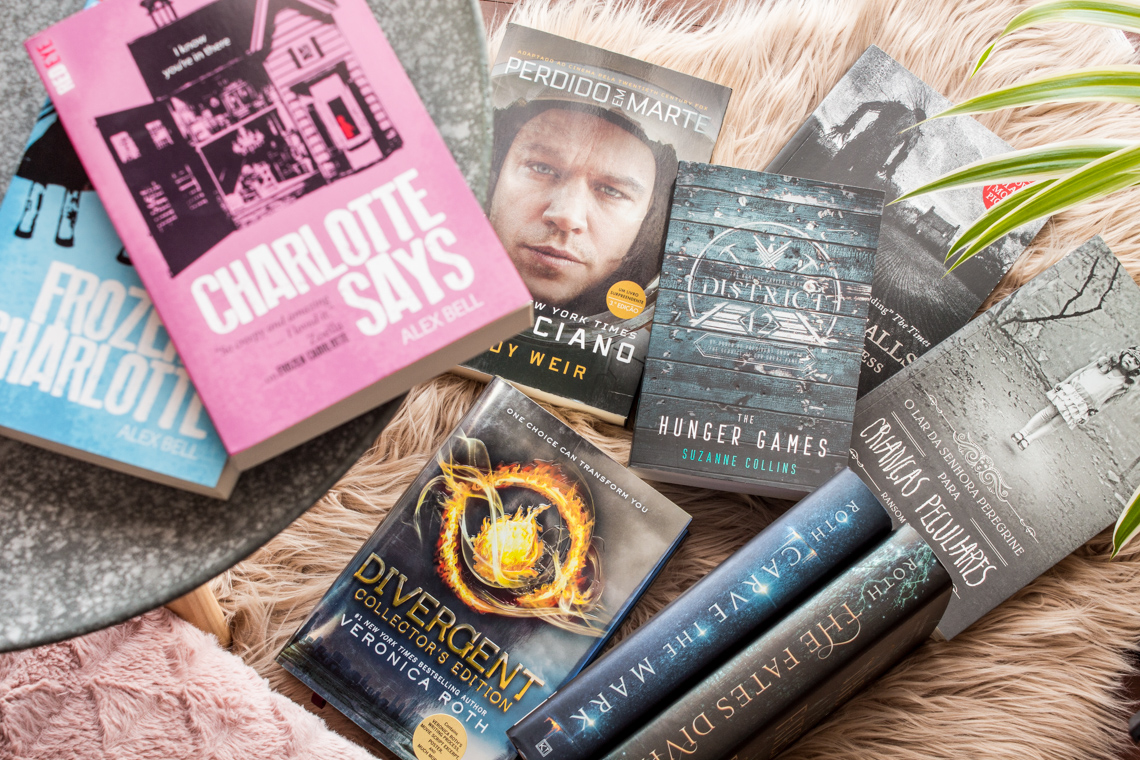 Overhead shoot of various books from the sci-fi and fantasy genre.