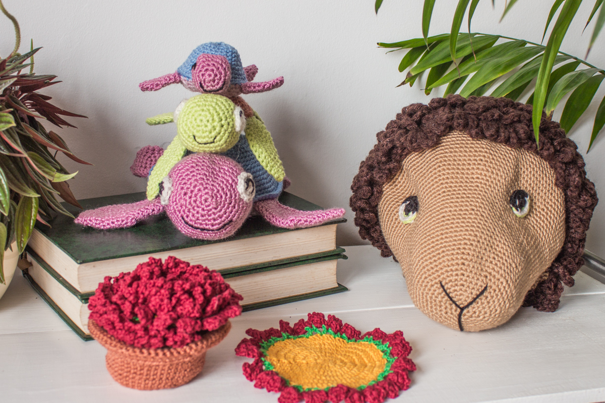 Display of the various crochet projects.