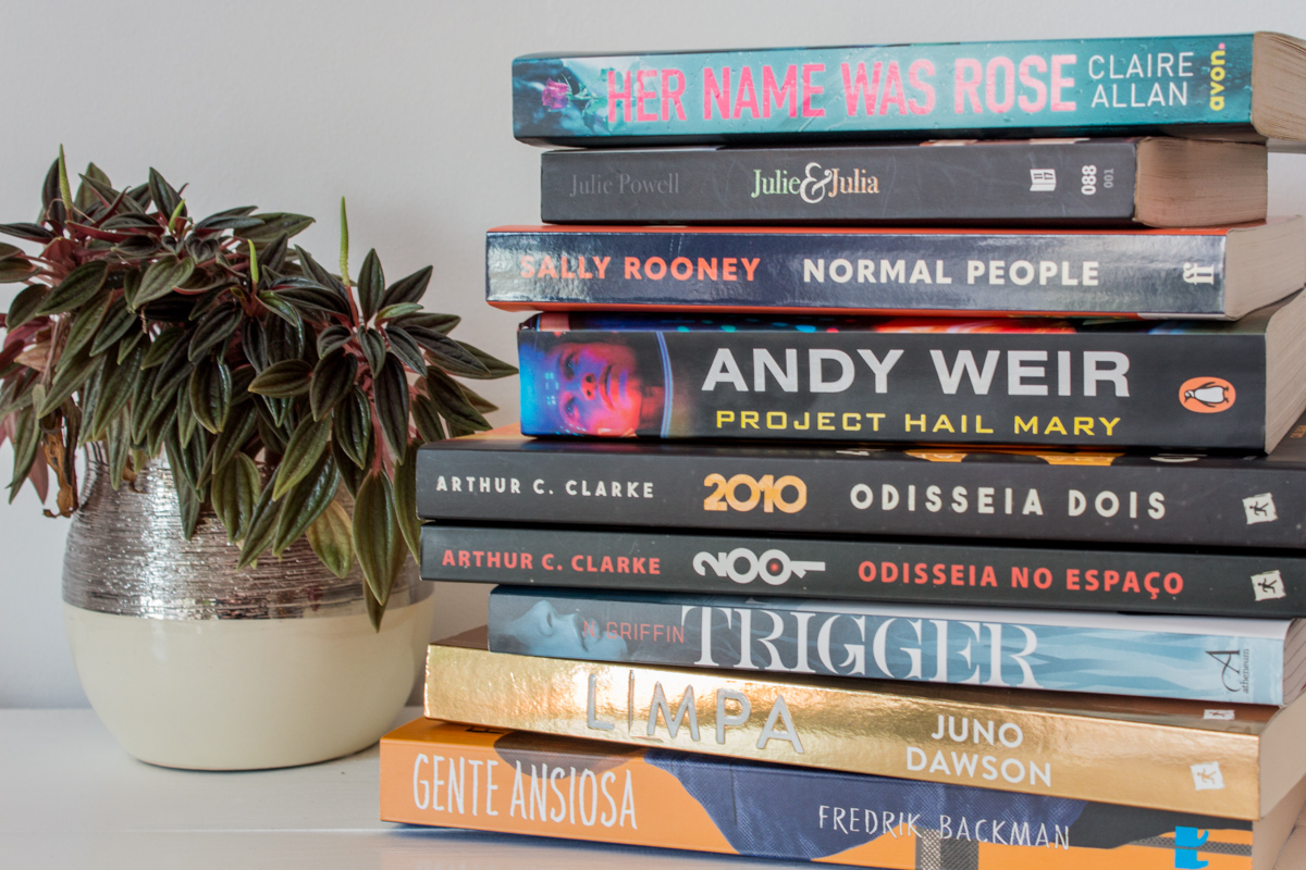 Stack of books read.