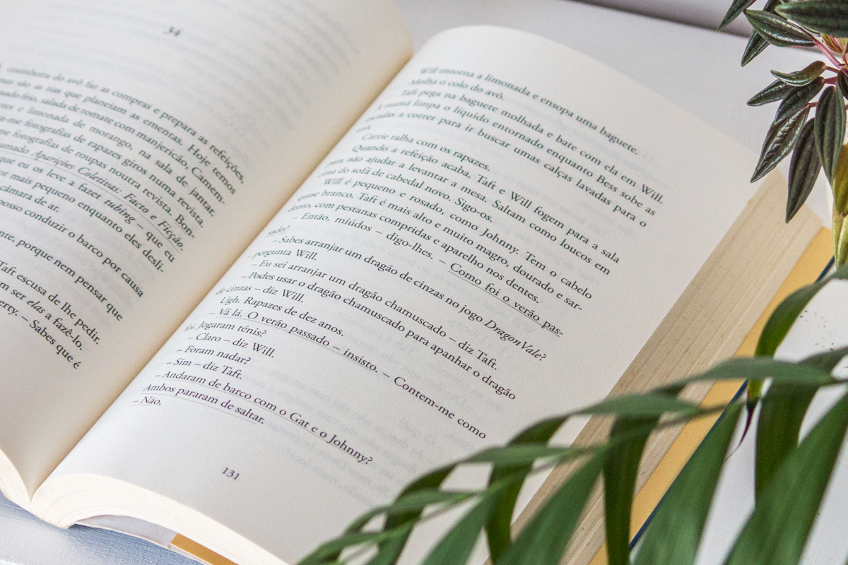 Close up of an open book.