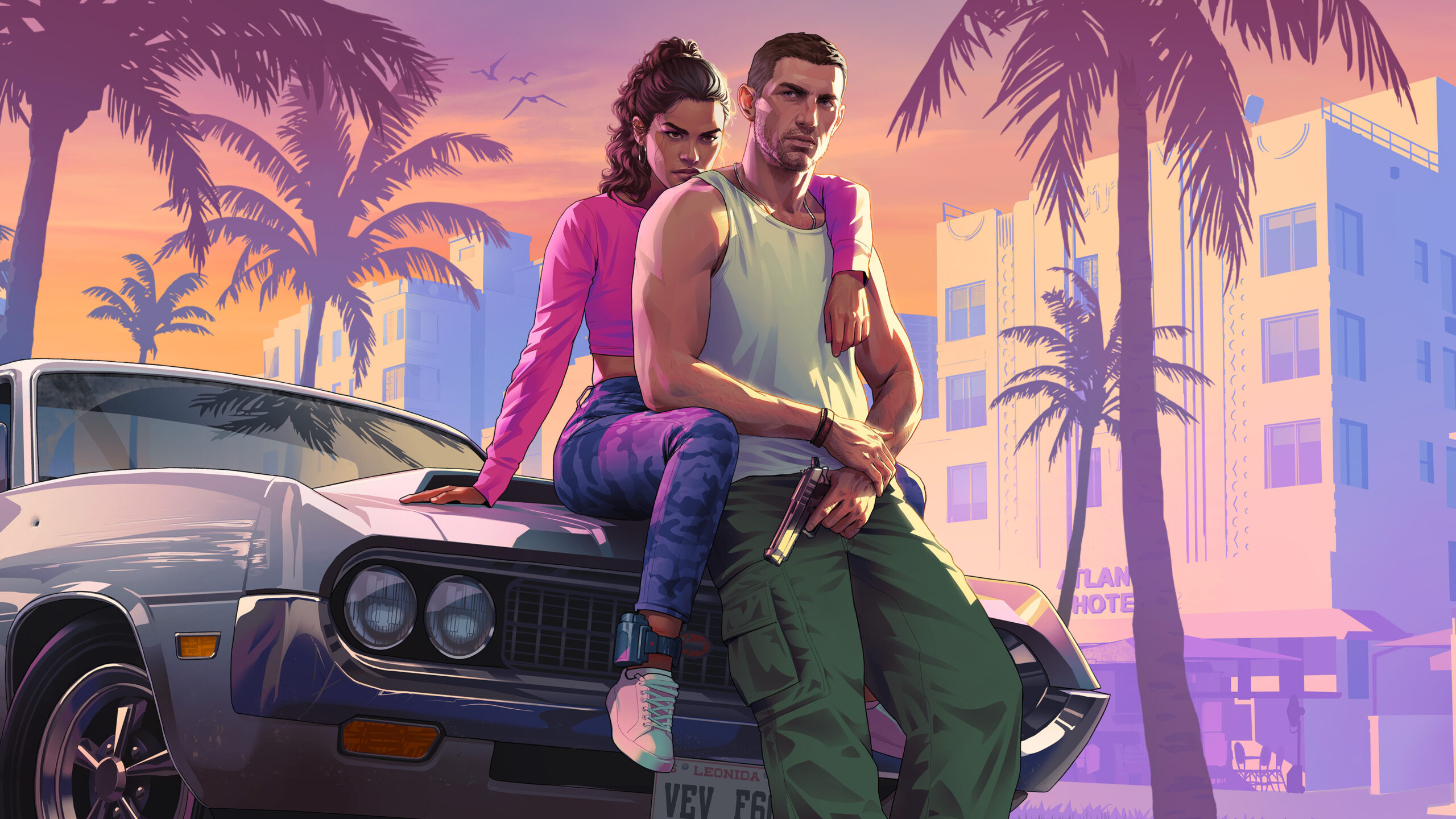 Artwork of GTA VI with Jason and Lucia.